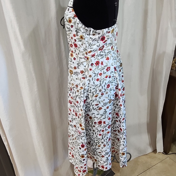 Womens Floral Sun Dress Sleeveless Sexy Lace Up Front Thread Story Medium - Picture 8 of 9